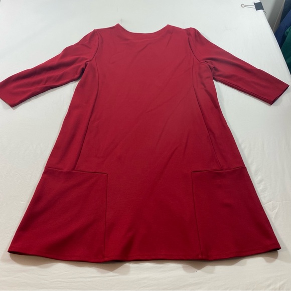 J. Jill Dress mini Woman’s Medium Feminine Modest  Long Sleeve Red Crew neck - Picture 6 of 6